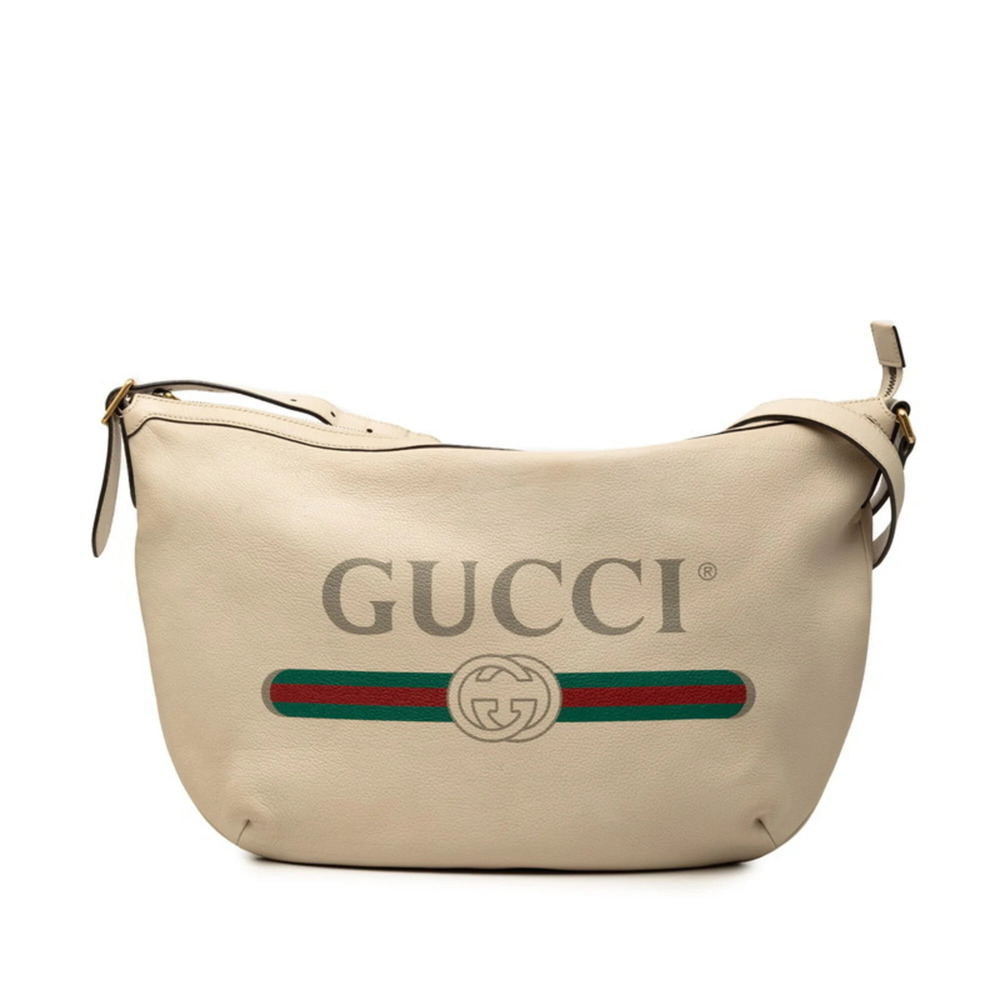 GUCCI Cream Leather Shoulder Bag